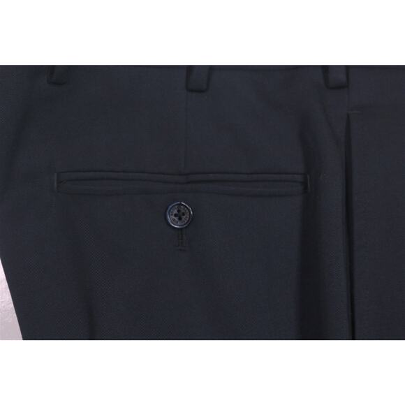 Brooks Brothers Madison Solid Black Flat Front Wool Dress Pants Trousers 36x26 - Picture 3 of 8